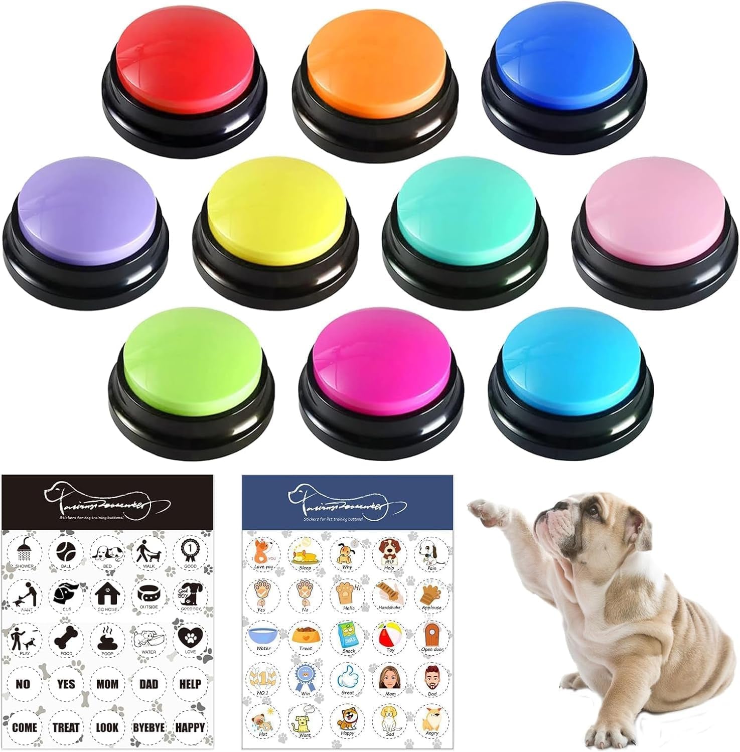 Pet Training Communication Buttons - Recordable Dog Buzzer Set for Effective Voice Training (8 Buttons)