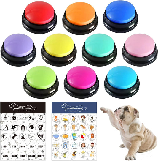 Pet Training Communication Buttons - Recordable Dog Buzzer Set for Effective Voice Training (8 Buttons)