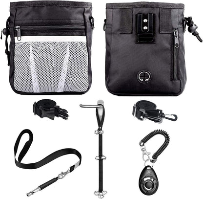 Comprehensive 4-in-1 Dog Training Set: Includes Training Treat Pouch, Whistle, Doorbells, and Clicker – Perfect Gift for New Pet Owners (Black)
