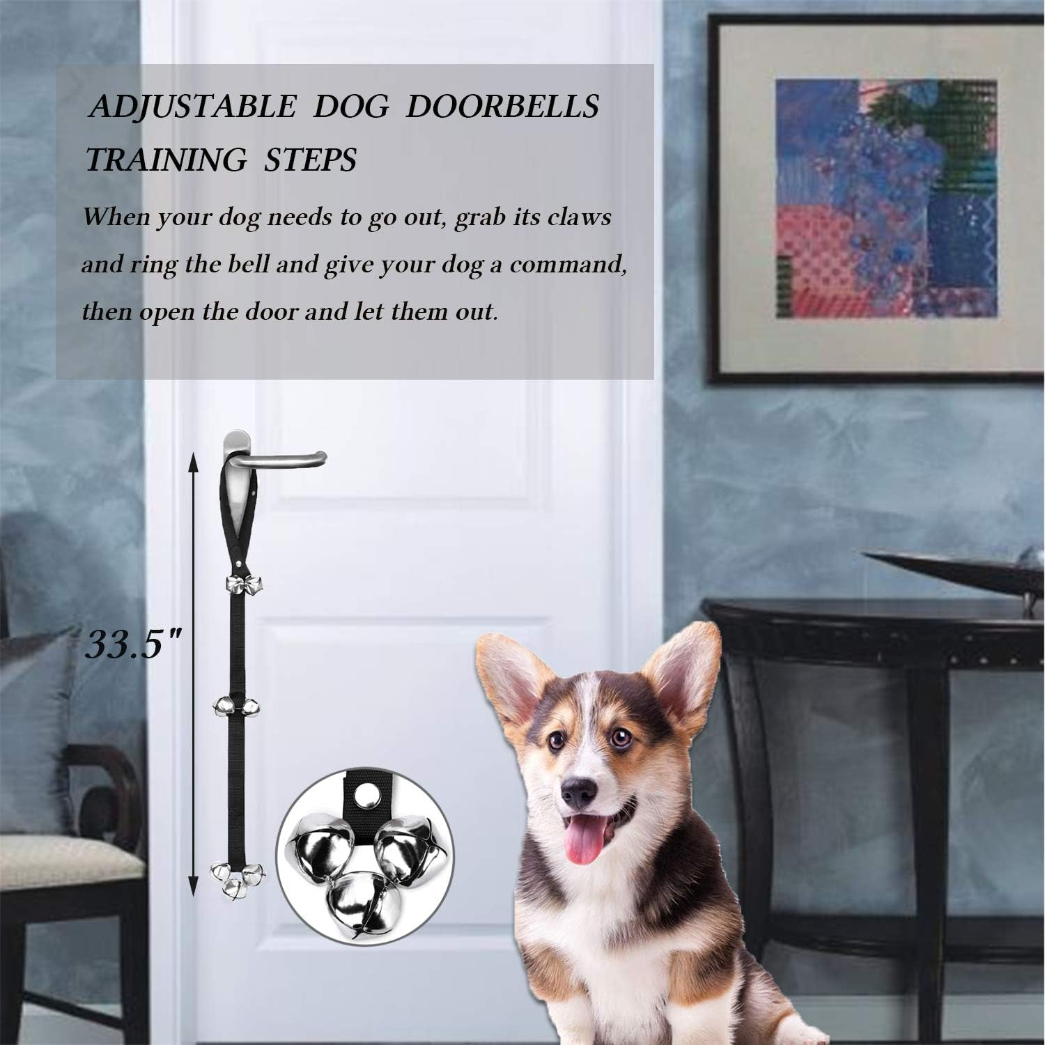Comprehensive 4-in-1 Dog Training Set: Includes Training Treat Pouch, Whistle, Doorbells, and Clicker – Perfect Gift for New Pet Owners (Black)