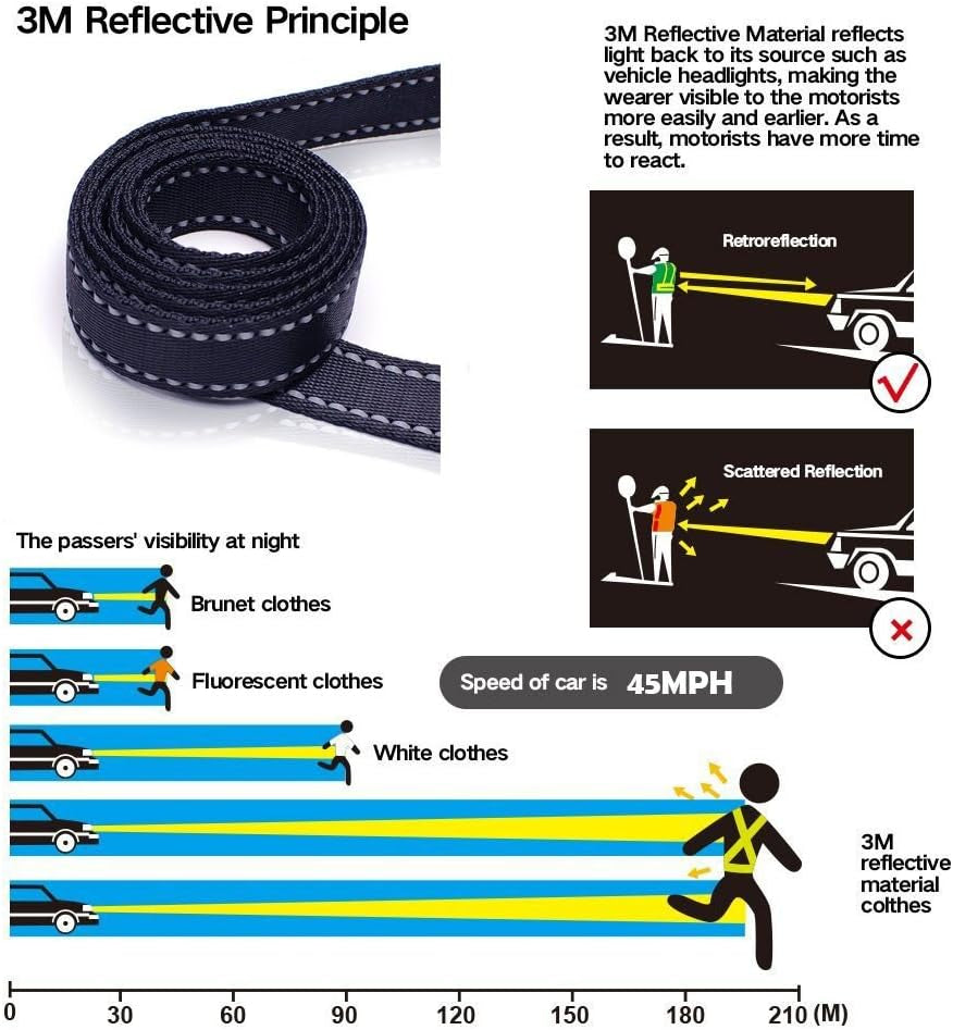 5-Foot Heavy-Duty Dog Leash with Dual Padded Handles and 3M Reflective Safety Features, Ideal for Training Large, Medium, or Small Dogs (Black)